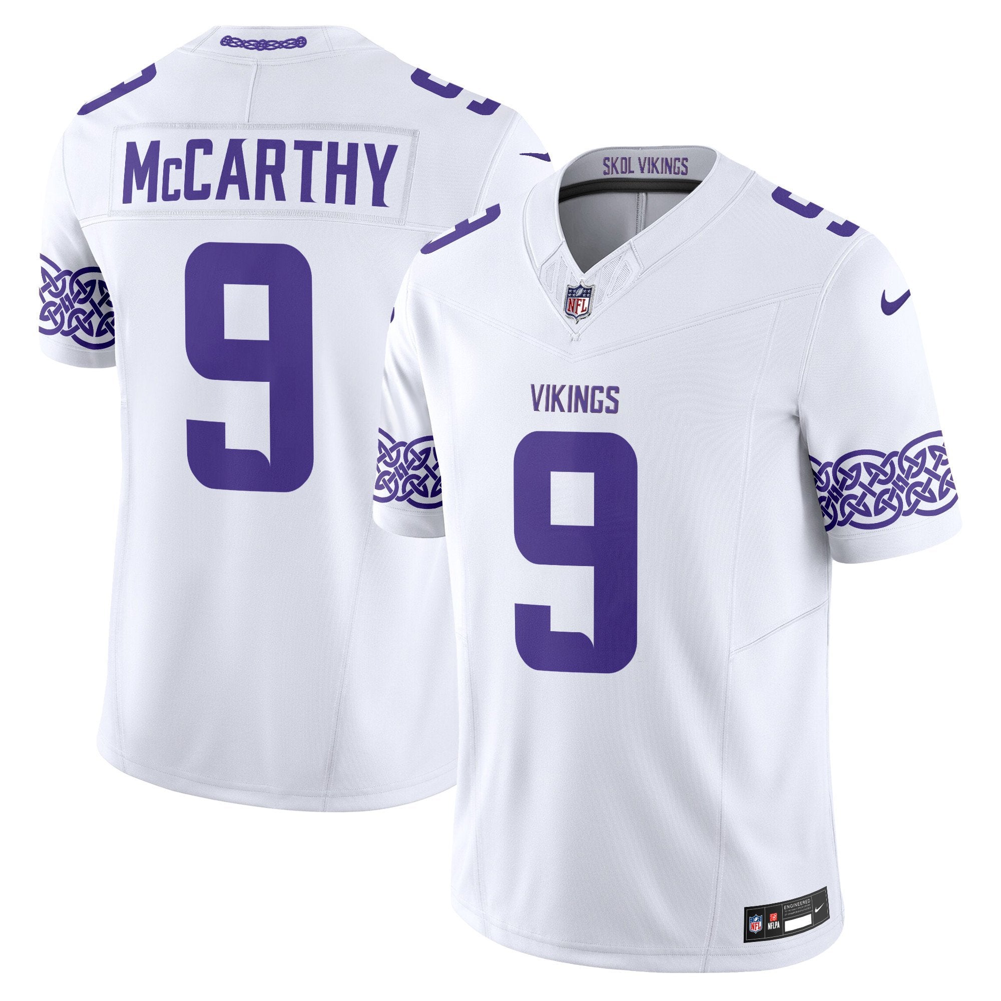 Men's Minnesota Vikings Nordic Pattern Vapor Limited Jersey - All Stitched - White, J.J. McCarthy