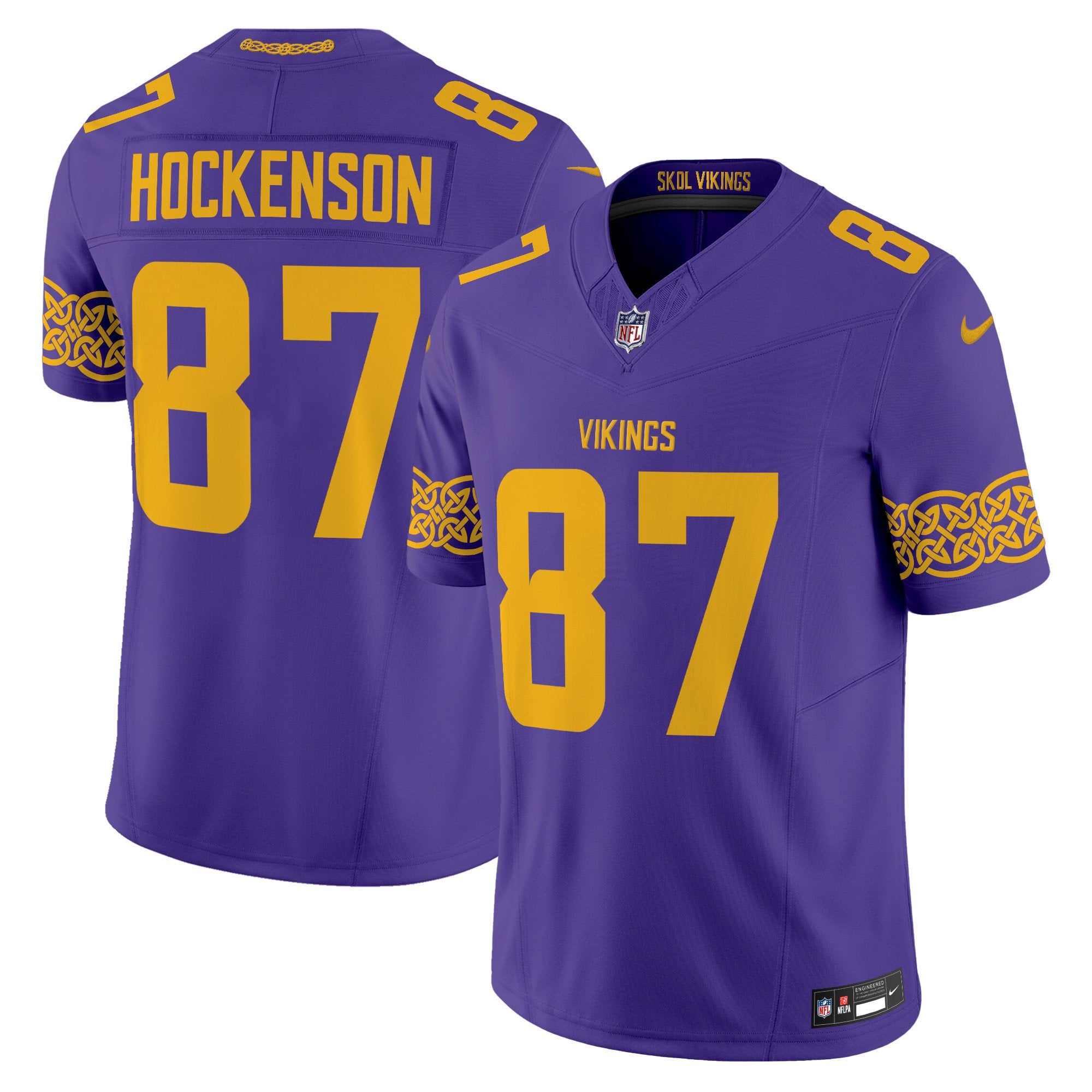 Men's Minnesota Vikings Nordic Pattern Vapor Limited Jersey - All Stitched - Purple, T.J. Hockenson