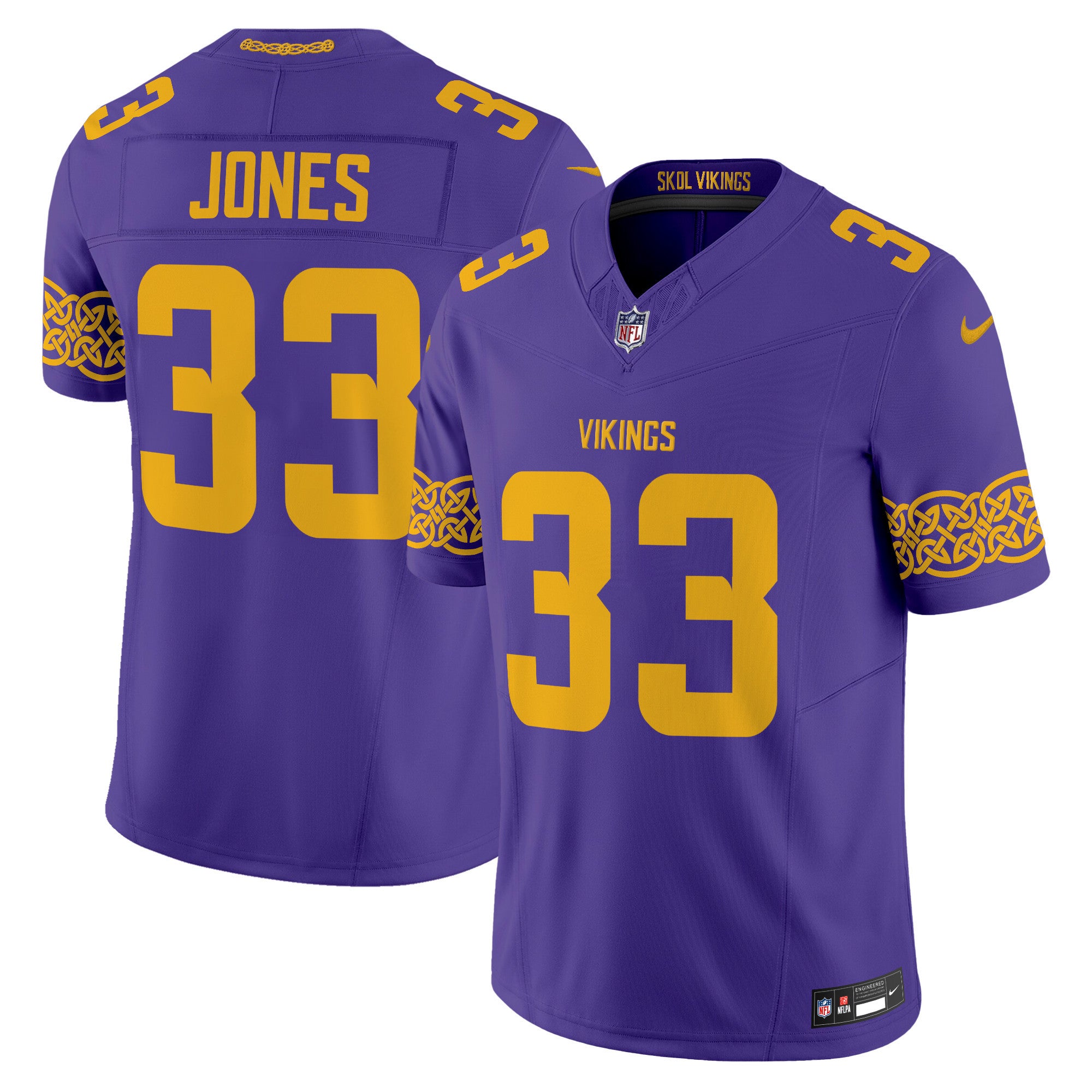 Men's Minnesota Vikings Nordic Pattern Vapor Limited Jersey - All Stitched - Purple, Aaron Jones