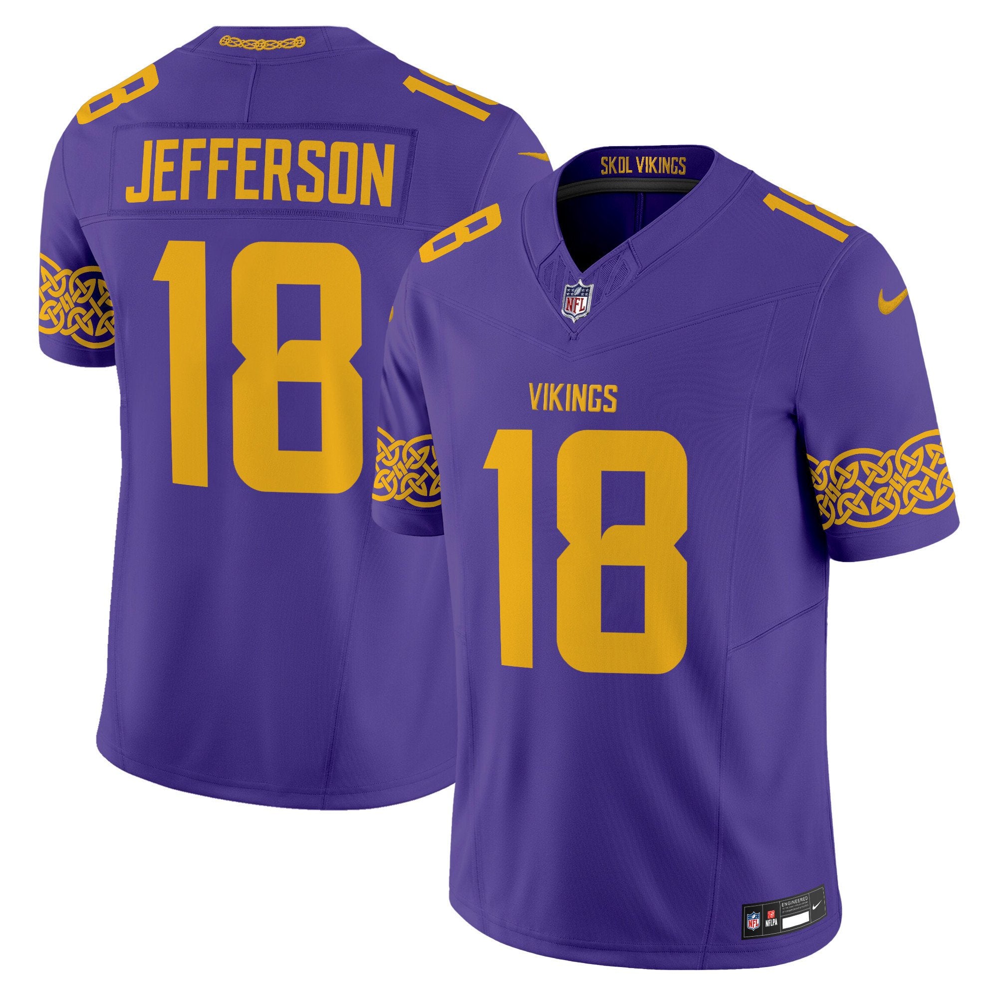 Men's Minnesota Vikings Nordic Pattern Vapor Limited Jersey - All Stitched - Purple, Justin Jefferson