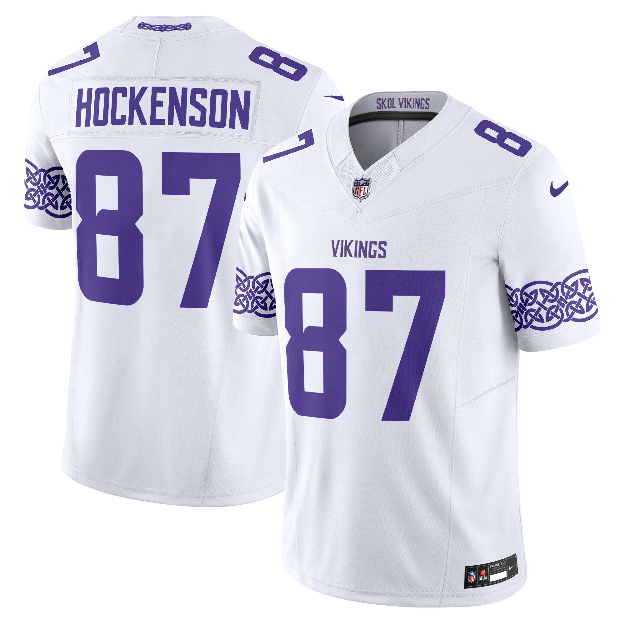 Men's Minnesota Vikings Nordic Pattern Vapor Limited Jersey - All Stitched - White, T.J. Hockenson