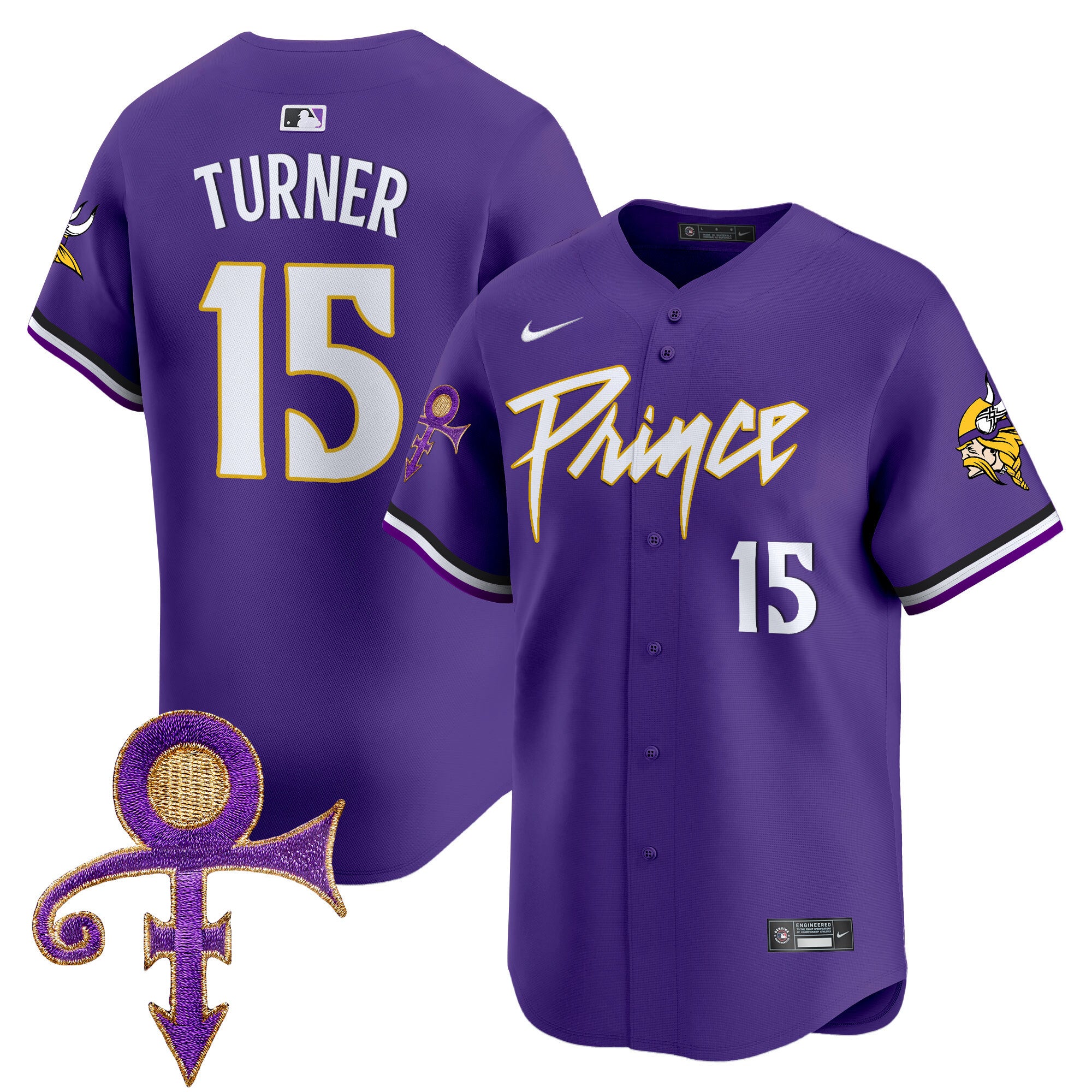 Men's Minnesota Vikings Prince Patch Vapor Premier Limited Jersey - All Stitched - Purple, Dallas Turner