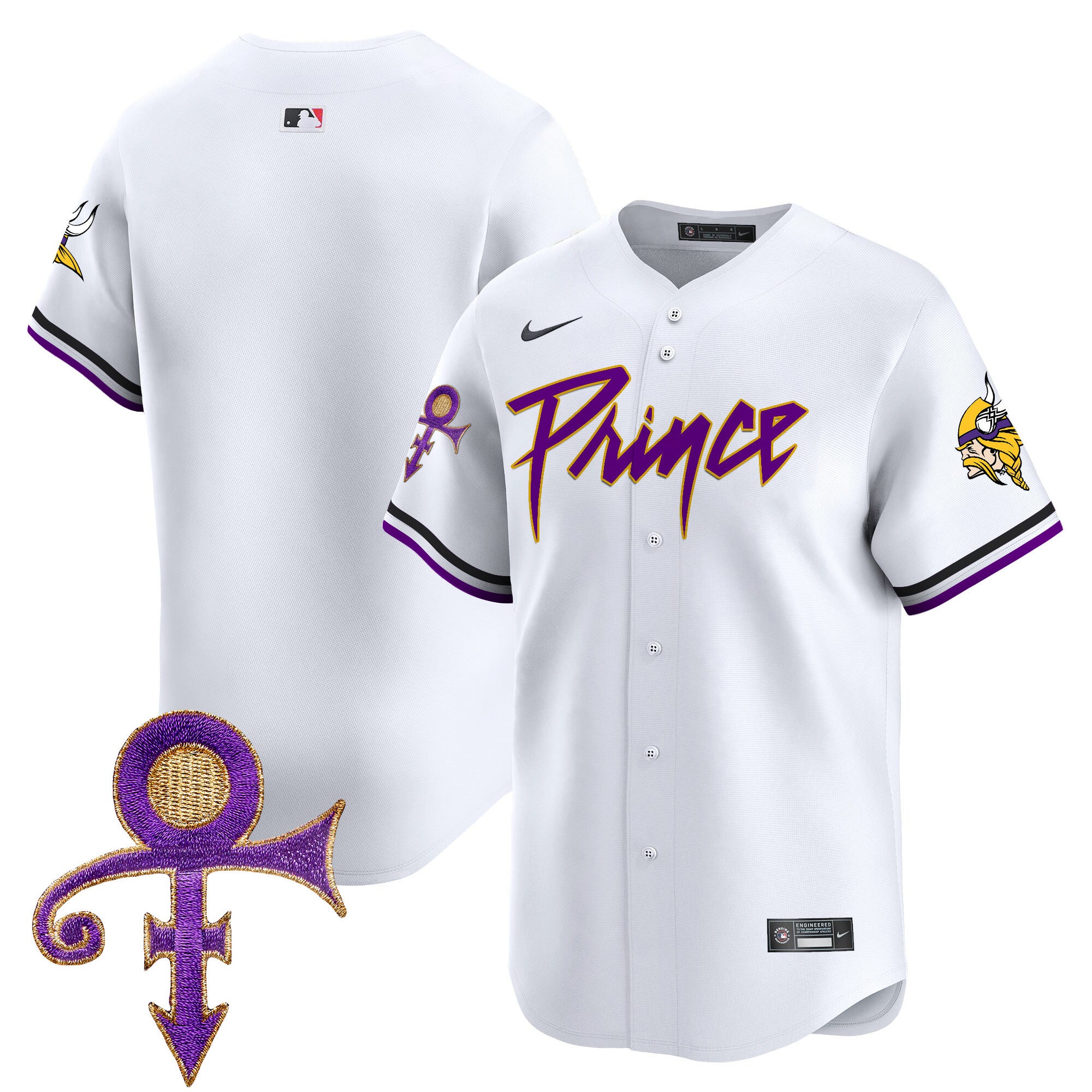 Men's Minnesota Vikings Prince Patch Vapor Premier Limited Jersey - All Stitched - White, Team