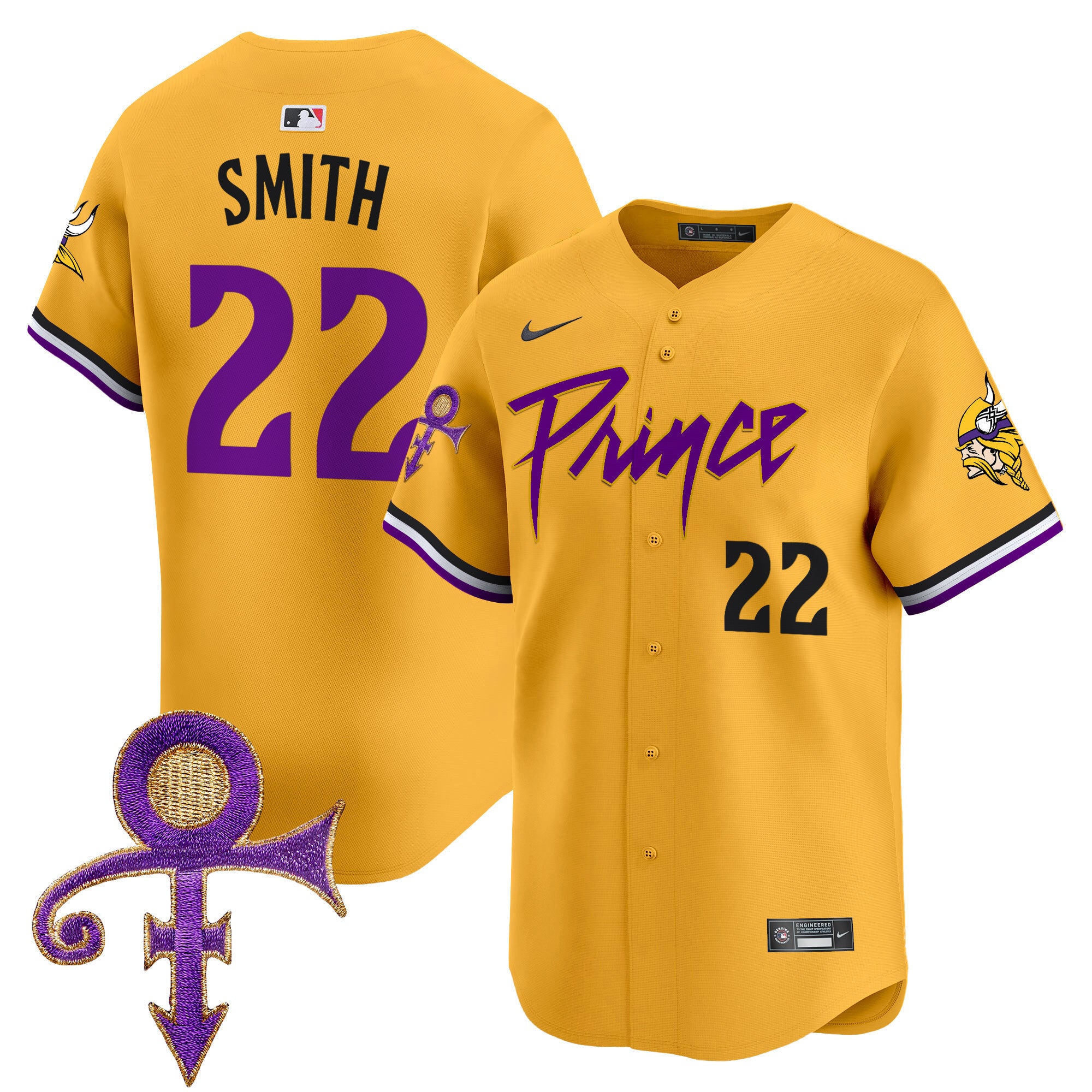 Men's Minnesota Vikings Prince Patch Vapor Premier Limited Jersey - All Stitched - Gold, Harrison Smith