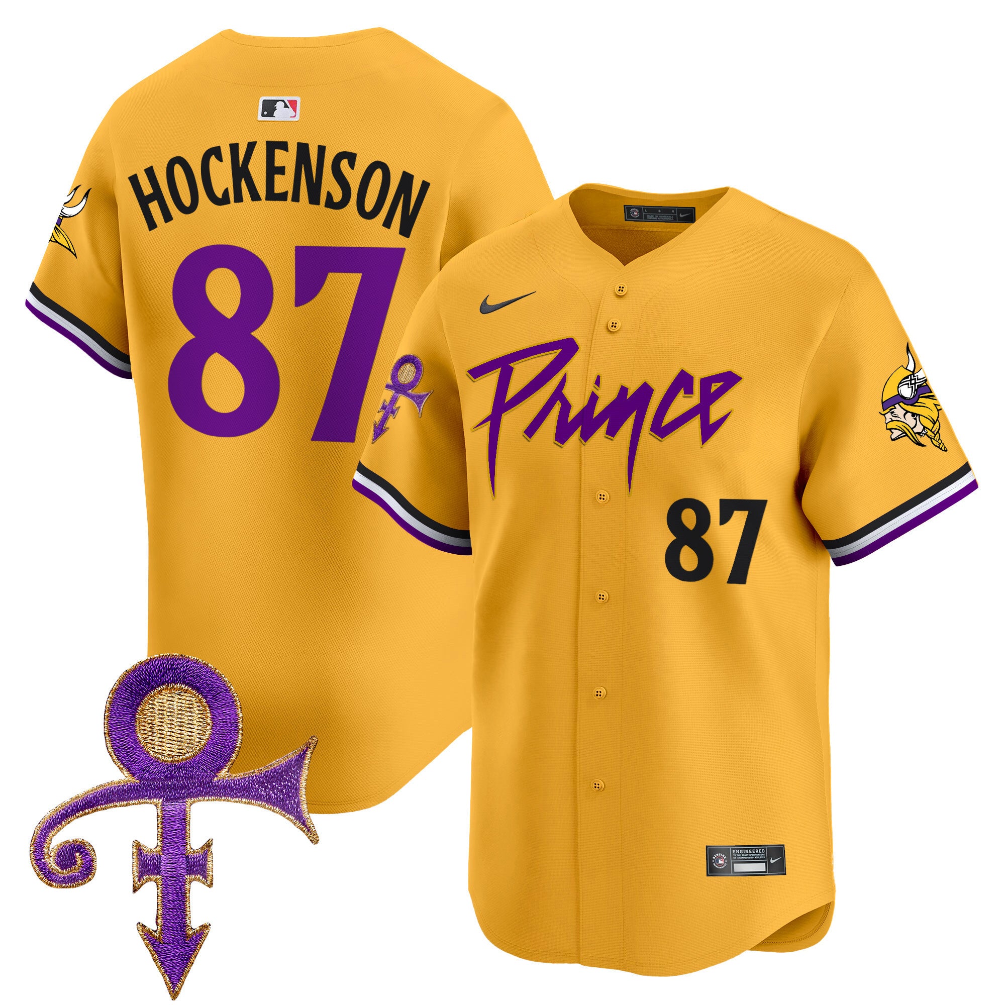 Men's Minnesota Vikings Prince Patch Vapor Premier Limited Jersey - All Stitched - Gold, T.J. Hockenson