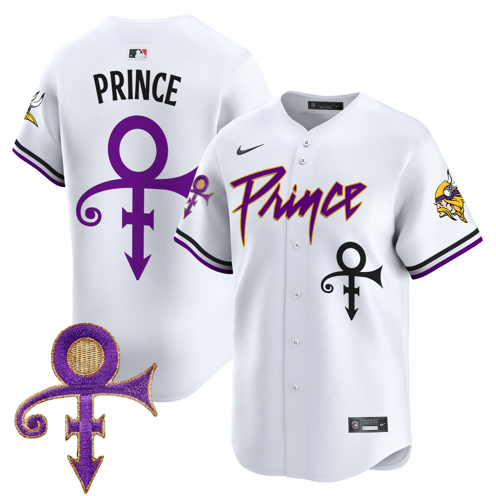 Men's Minnesota Vikings Prince Patch Vapor Premier Limited Jersey - All Stitched - White, Prince