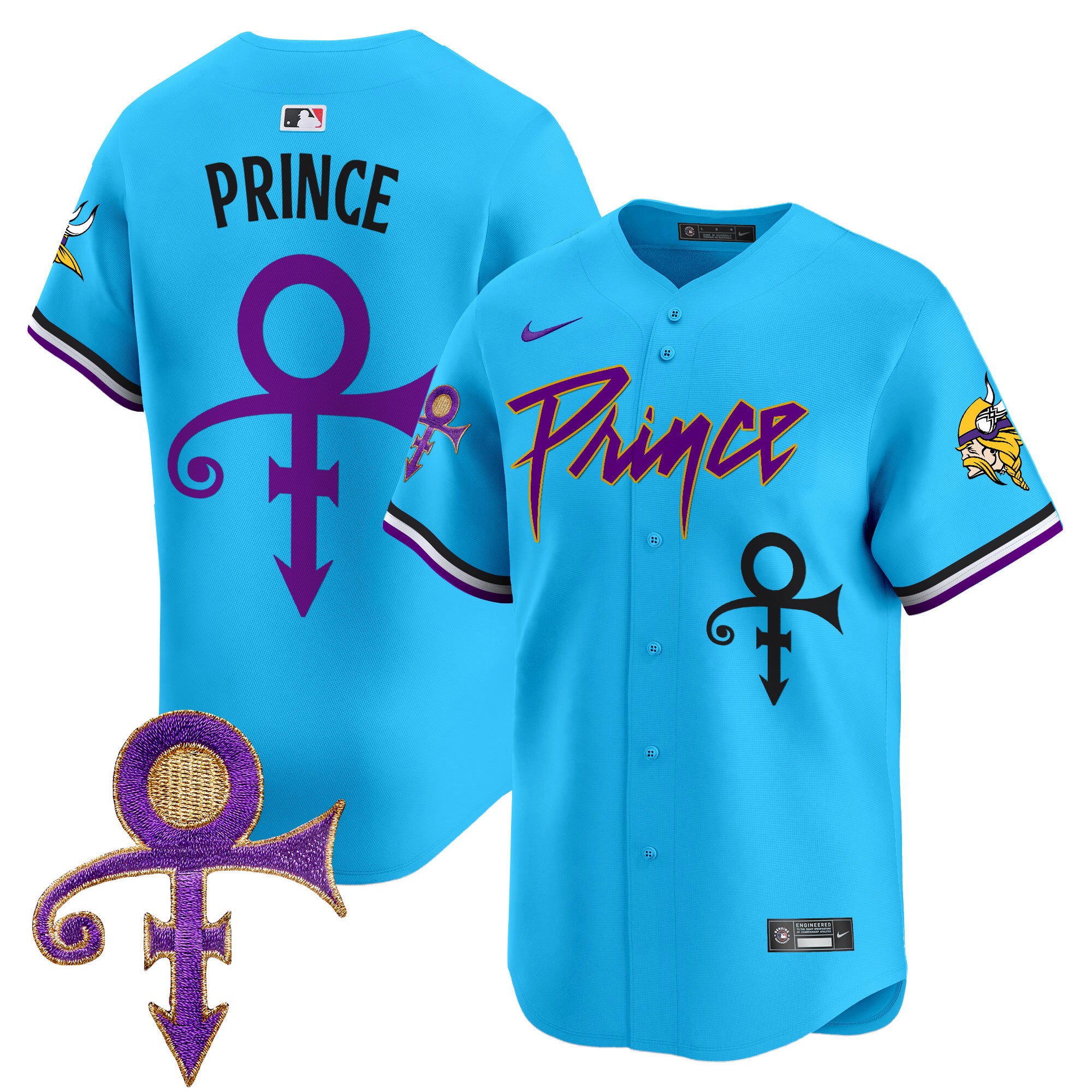 Men's Minnesota Vikings Prince Patch Vapor Premier Limited Jersey - All Stitched - Light Blue, Prince