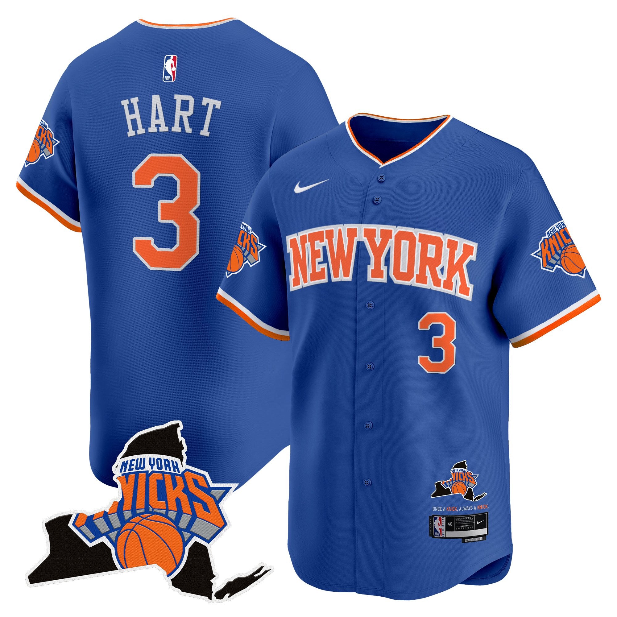 Men's New York Knicks Vapor Baseball Jersey - All Stitched - Icon, Josh Hart