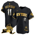 Men's New York Knicks Vapor Baseball Jersey - All Stitched - Black Gold, Jalen Brunson