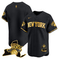 Men's New York Knicks Vapor Baseball Jersey - All Stitched - Black Gold, Team