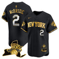 Men's New York Knicks Vapor Baseball Jersey - All Stitched - Black Gold, Miles McBride