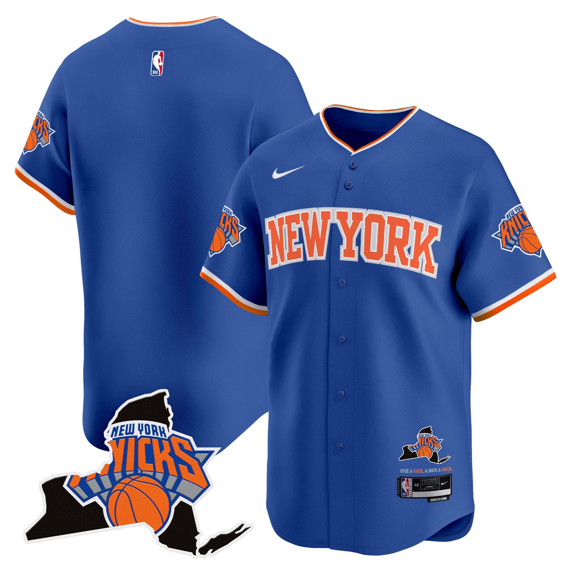 Men's New York Knicks Vapor Baseball Jersey - All Stitched - Icon, Team