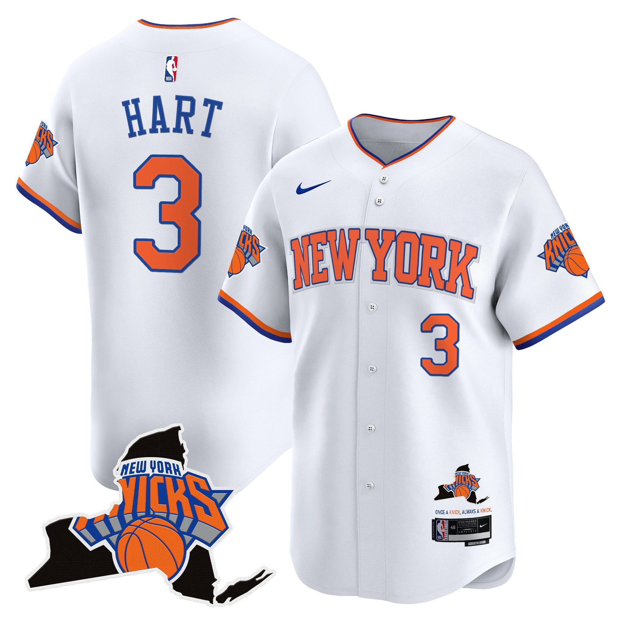 Men's New York Knicks Vapor Baseball Jersey - All Stitched - Association, Josh Hart