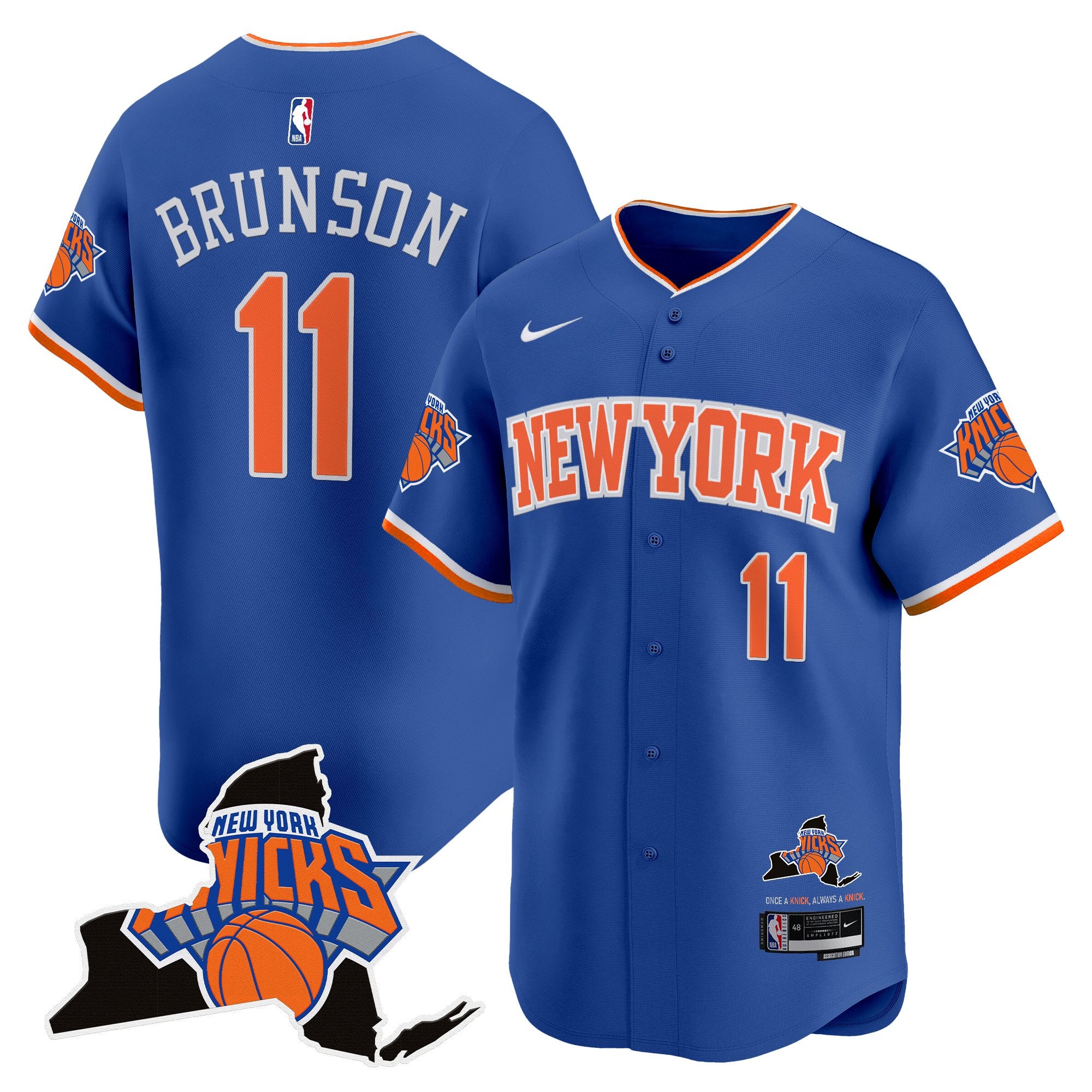 Men's New York Knicks Vapor Baseball Jersey - All Stitched - Icon, Jalen Brunson