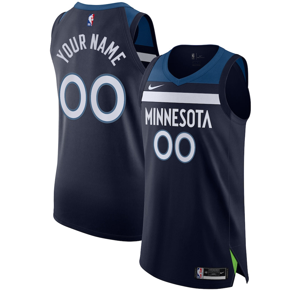Minnesota Timberwolves Nike Custom Jersey Navy - Icon Edition
