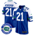 Men's Seahawks Throwback Est. 1976 Patch Game Jersey - All Stitched - Royal Alternate, Devon Witherspoon