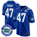 Men's Seahawks Throwback Est. 1976 Patch Game Jersey - All Stitched - Royal, Donald Trump