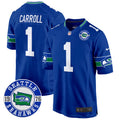 Men's Seahawks Throwback Est. 1976 Patch Game Jersey - All Stitched - Royal, Pete Carroll