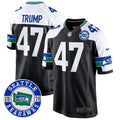 Men's Seahawks Throwback Est. 1976 Patch Game Jersey - All Stitched - Black Alternate, Donald Trump