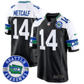 Men's Seahawks Throwback Est. 1976 Patch Game Jersey - All Stitched - Black Alternate, Dk Metcalf