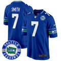 Men's Seahawks Throwback Est. 1976 Patch Game Jersey - All Stitched - Royal, Geno Smith