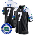 Men's Seahawks Throwback Est. 1976 Patch Game Jersey - All Stitched - Black Alternate, Geno Smith