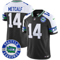 Men's Seahawks Throwback Est. 1976 Patch Vapor Limited Jersey - All Stitched - Black Alternate, Dk Metcalf
