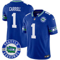 Men's Seahawks Throwback Est. 1976 Patch Vapor Limited Jersey - All Stitched - Royal, Pete Carroll