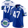 Men's Seahawks Throwback Est. 1976 Patch Vapor Limited Jersey - All Stitched - Royal Alternate, Donald Trump