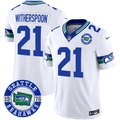 Men's Seahawks Throwback Est. 1976 Patch Vapor Limited Jersey - All Stitched - White, Devon Witherspoon