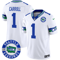 Men's Seahawks Throwback Est. 1976 Patch Vapor Limited Jersey - All Stitched - White, Pete Carroll