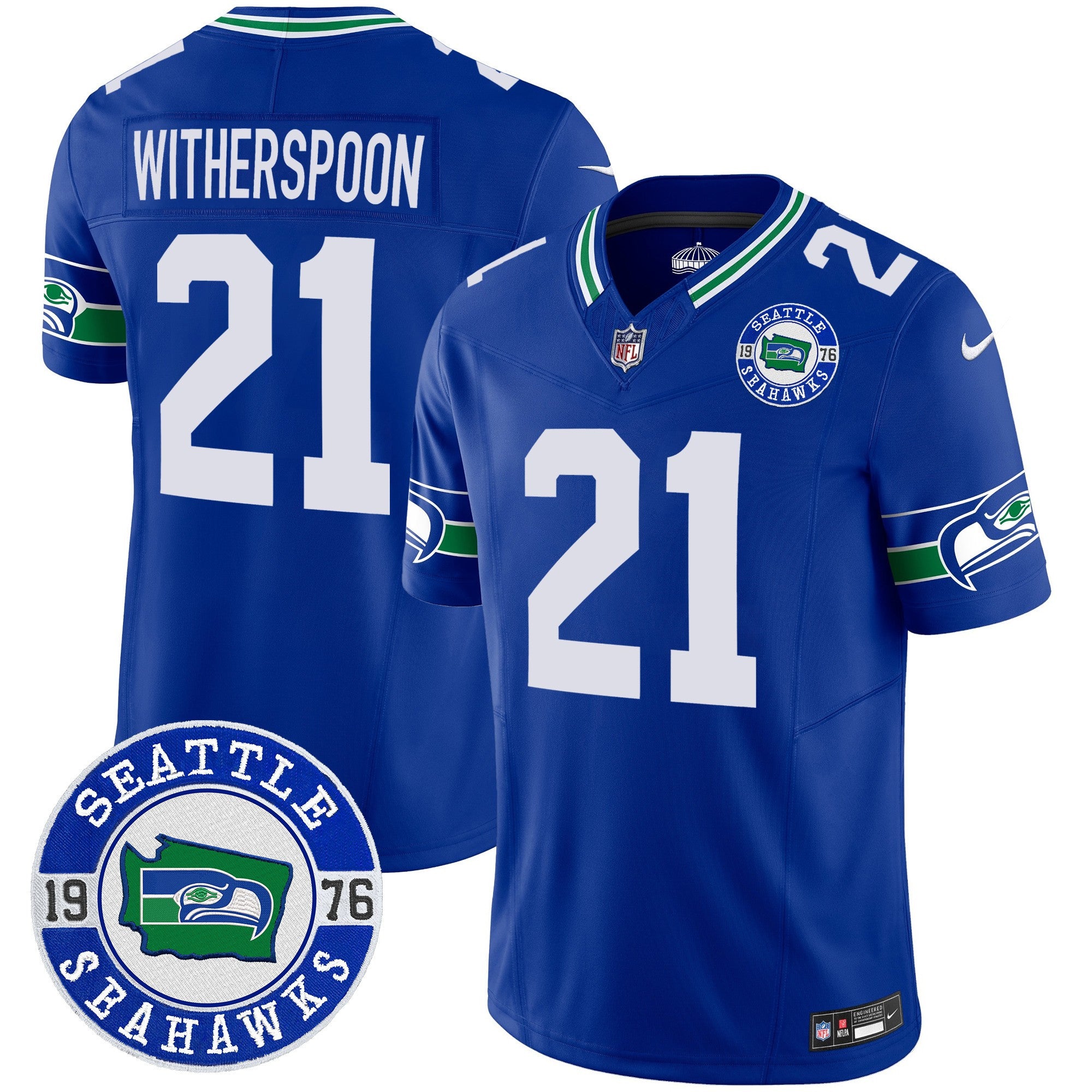 Men's Seahawks Throwback Est. 1976 Patch Vapor Limited Jersey - All Stitched - Royal, Devon Witherspoon