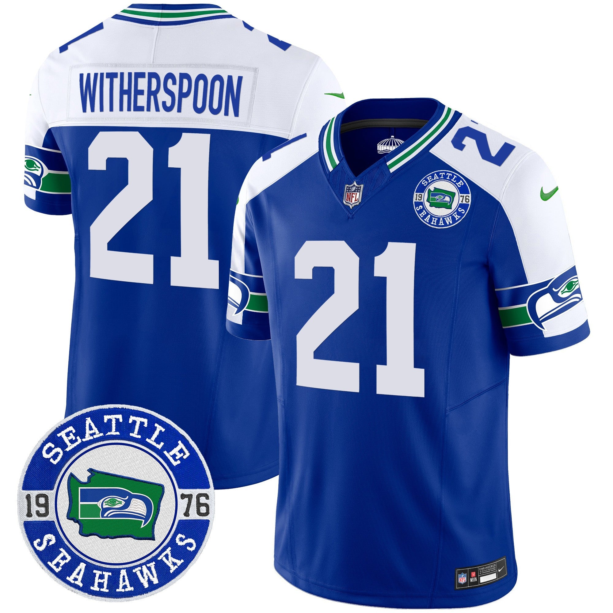 Men's Seahawks Throwback Est. 1976 Patch Vapor Limited Jersey - All Stitched - Royal Alternate, Devon Witherspoon
