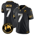 Men's Seattle Seahawks 2024 Seattle City Patch Gold Vapor Limited Jersey - All Stitched - Black Limited, Geno Smith