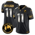 Men's Seattle Seahawks 2024 Seattle City Patch Gold Vapor Limited Jersey - All Stitched - Black Limited, Smith-Njigba