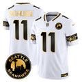 Men's Seattle Seahawks 2024 Seattle City Patch Gold Vapor Limited Jersey - All Stitched - White Gold, Smith-Njigba