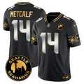 Men's Seattle Seahawks 2024 Seattle City Patch Gold Vapor Limited Jersey - All Stitched - Black Limited, Dk Metcalf