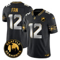 Men's Seattle Seahawks 2024 Seattle City Patch Gold Vapor Limited Jersey - All Stitched - Black Limited, 12Th Fan