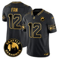 Men's Seattle Seahawks 2024 Seattle City Patch Gold Vapor Limited Jersey - All Stitched - Black Gold, 12Th Fan