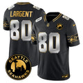Men's Seattle Seahawks 2024 Seattle City Patch Gold Vapor Limited Jersey - All Stitched - Black Limited, Steve Largent