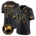 Men's Seattle Seahawks 2024 Seattle City Patch Gold Vapor Limited Jersey - All Stitched - Black Gold, Dk Metcalf