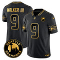 Men's Seattle Seahawks 2024 Seattle City Patch Gold Vapor Limited Jersey - All Stitched - Black Gold, Walker III
