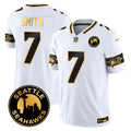 Men's Seattle Seahawks 2024 Seattle City Patch Gold Vapor Limited Jersey - All Stitched - White Gold, Geno Smith
