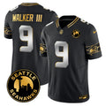 Men's Seattle Seahawks 2024 Seattle City Patch Gold Vapor Limited Jersey - All Stitched - Black Limited, Walker III