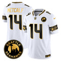 Men's Seattle Seahawks 2024 Seattle City Patch Gold Vapor Limited Jersey - All Stitched - White Gold, Dk Metcalf