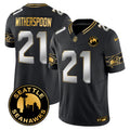 Men's Seattle Seahawks 2024 Seattle City Patch Gold Vapor Limited Jersey - All Stitched - Black Limited, Devon Witherspoon