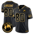 Men's Seattle Seahawks 2024 Seattle City Patch Gold Vapor Limited Jersey - All Stitched - Black Gold, Steve Largent