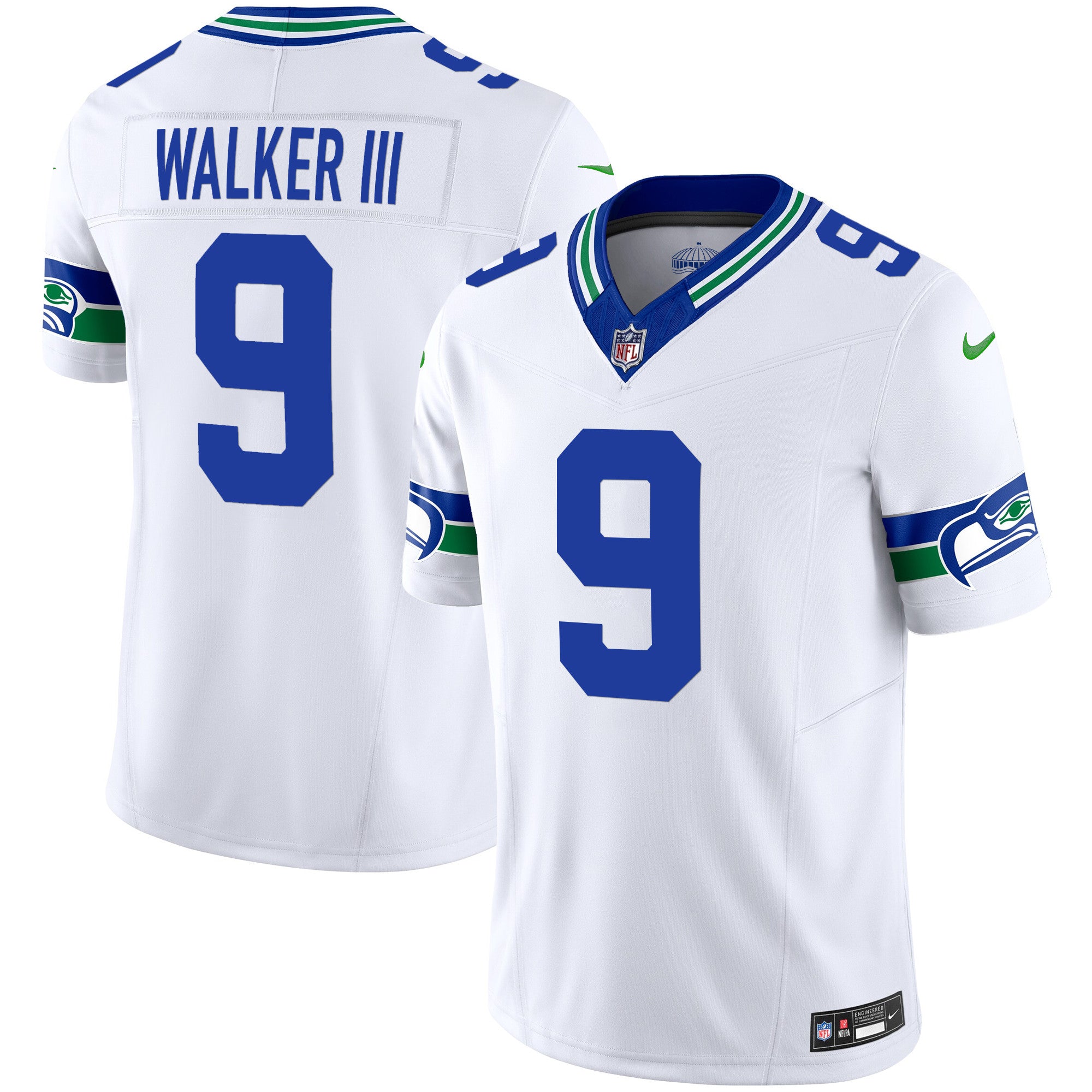 Men's Seattle Seahawks Throwback Vapor Limited Jersey - All Stitched - White, Walker III