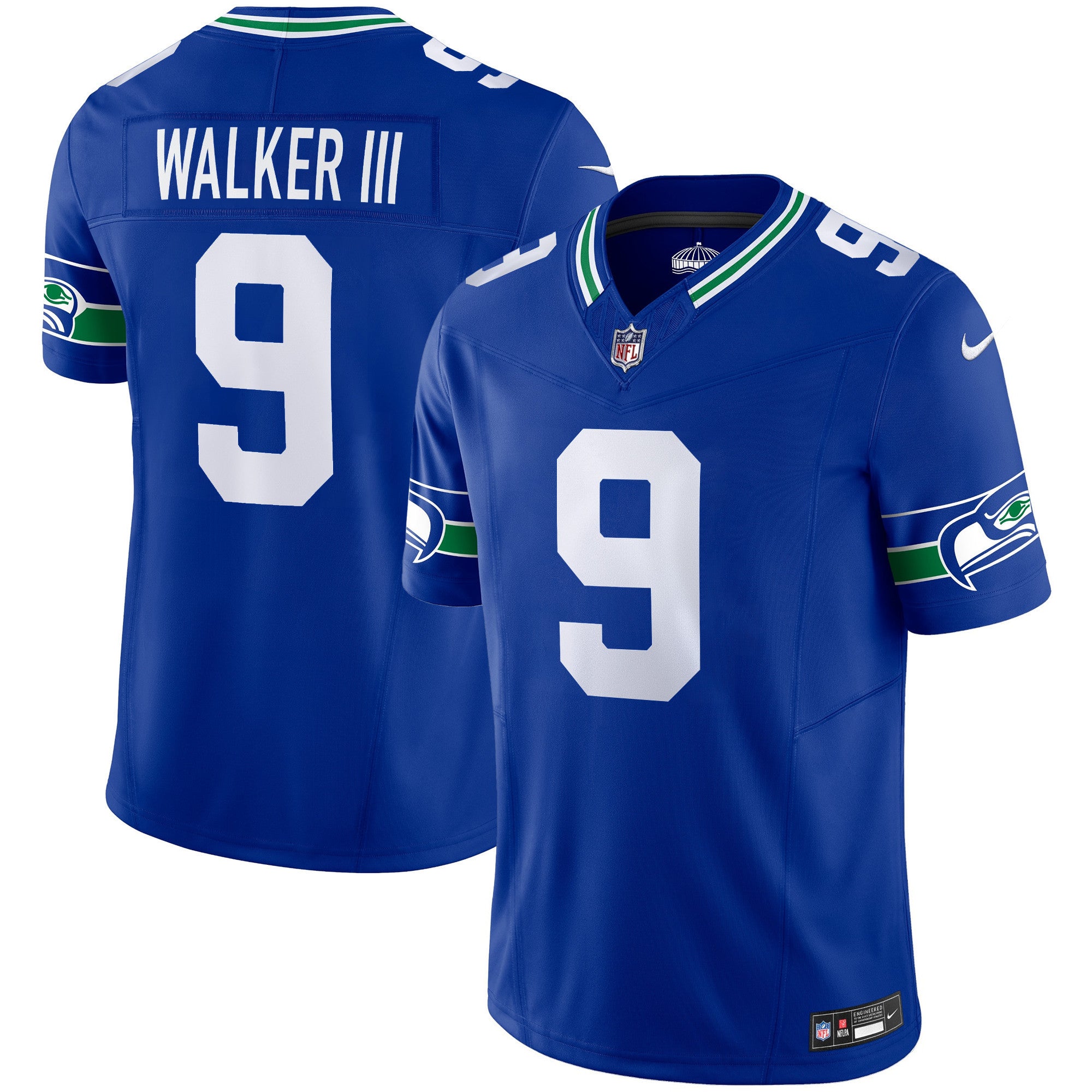 Men's Seattle Seahawks Throwback Vapor Limited Jersey - All Stitched - Royal, Walker III