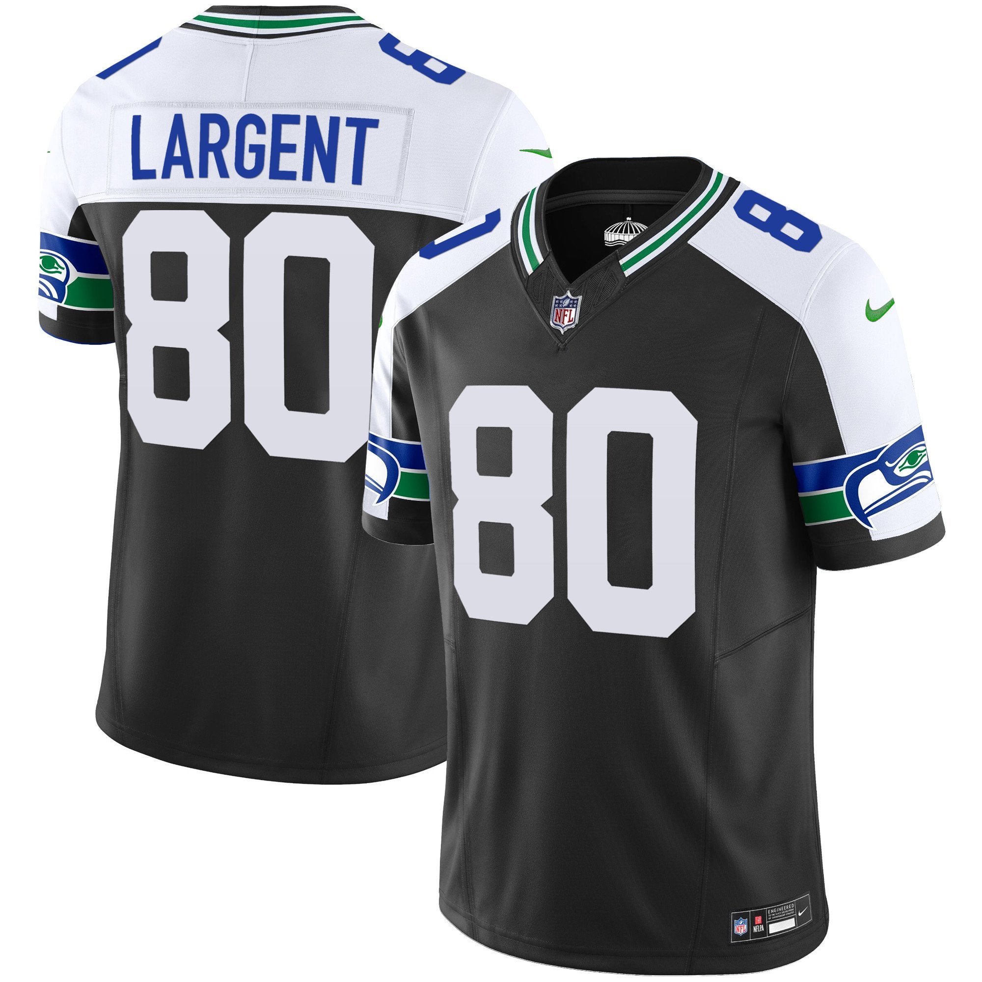 Men's Seattle Seahawks Throwback Vapor Limited Jersey - All Stitched - Black Alternate, Steve Largent